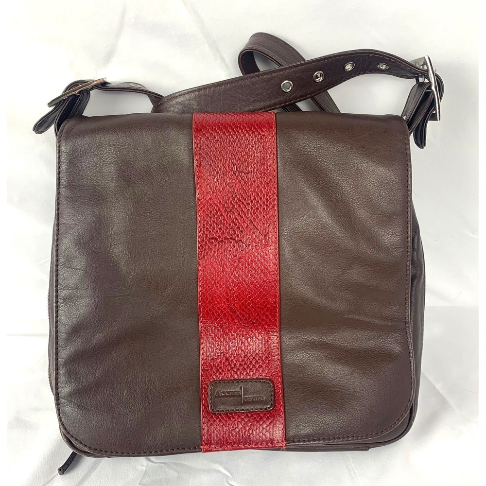 Access Denied Brown Leather CCW Crossbody Purse RFID Concealed Carry Bag‎